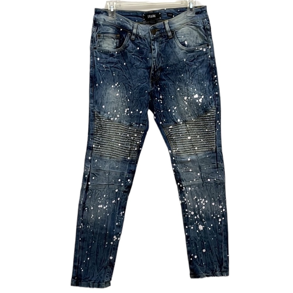 SPARK DARK BLUE SPLATTER BIKER JEAN